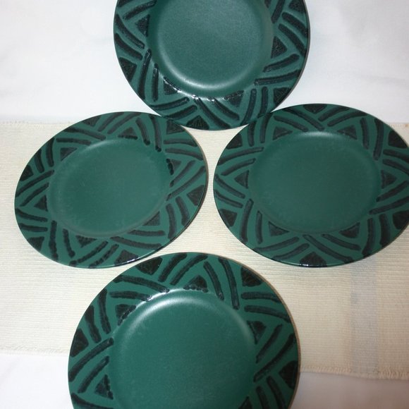 Pfaltzgraff Solstice Dark Green Lot of 4 Bread or Appetizer 8" Plate R-156 - Picture 5 of 6